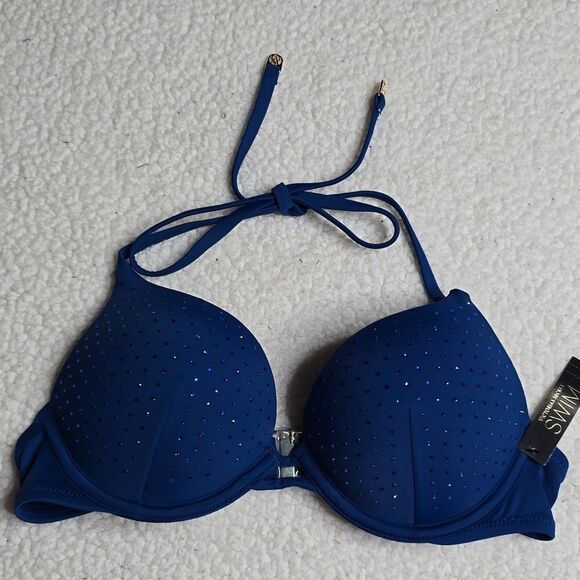 1009 NWT VS Essential Bombshell Add-2-Cups Diamanté Push-Up Bikini Top 32A - Picture 2 of 6